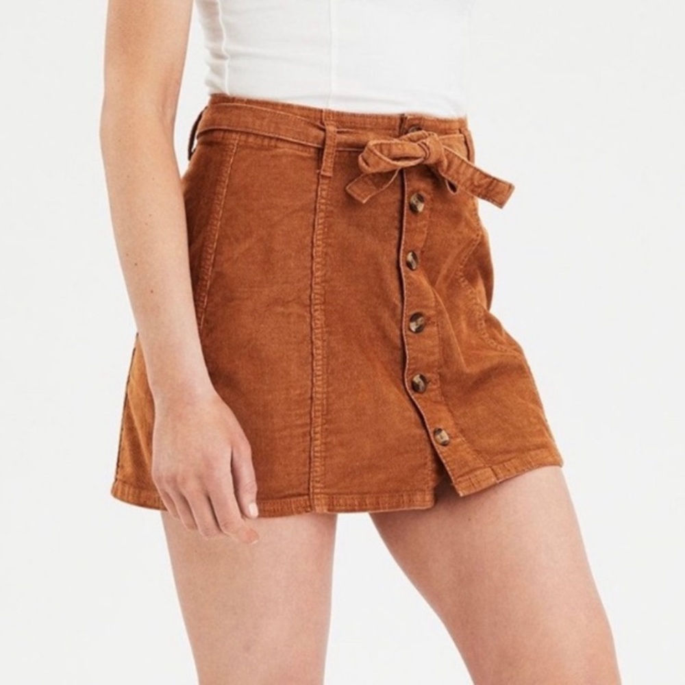 American Eagle Corduroy Jean Mini Skirt Super Stretch Hi Rise A-Line Stretch